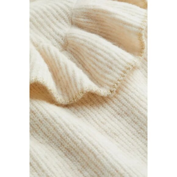 NWT H&M Flounce Trimmed Cozy Metallic Sweater Dress 2T Ivory Gold - Picture 2 of 7